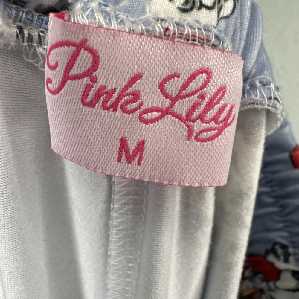 Pink Lily Pajama Set Santa Soft Cozy Christmas Two Pieces Medium - Picture 6 of 6